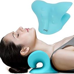 Strauss Neck Support Stretcher | Cervical Pillow | Cervical Traction Device for Relieve in Headache, Muscle Tension, Neck Pain, Shoulder Pain & Spine Alignment | Acupressure Chiropractic Pillow,(Blue)-image-25