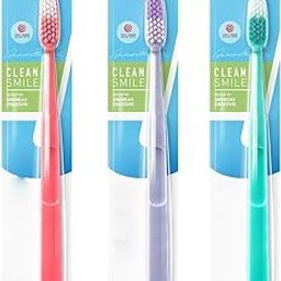 Scandinavian Oral Care Toothbrush Clean Smile Medium Bristles BPA Free gentle to Teeth & Gems. Ergonomic Design Effective Clean Brush Imported Brush Made in Malaysia(Random Color) (Pack Of 3)-picture-22