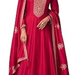 Women's Multicolor Vichitra Silk with Soft Silk Embroidery and Sequin Work Stitched Designer Gown-16