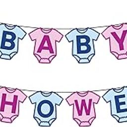 1iAM Baby Shower Decoration Items - Pack of 2 | 1pc Pink & Blue "BABY SHOWER" Printed Paper Banner & 1pc Small Ring Ribbon For Mom To Be, Dad To Be | Traditional Godh Bharai Party Decoration Items-image-6