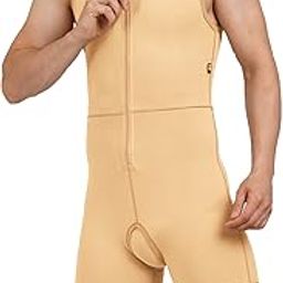 Medical Compression Bodysuit for Men upto Mid-Thigh | Sleeveless | MICROPOLY FABRIC | Body Shapewear | Post-Surgical Support |-image-19