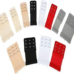 12 Pcs Bra Extenders 2 Hooks 3 Hooks Elastic Bra Extension Strap Stretchy Bra Band Extender Bra Lingerie Bra Accessories 3 Rows for Woman(Black, White, Red, Beige, Dark Beige, Gray)-image-40