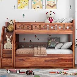 RECTART Sheesham Wood Bunk Bed | Wooden Double Bed Bed Furniture for Bedroom | Living Room | Home (BunnyBed, Honey)-image-70