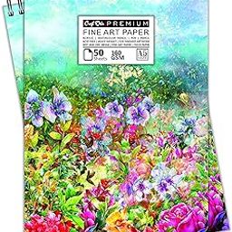 Craft Qila Colorful Flowers (50 Sheets, 100 Pages) A5 Sketchbook | Top Spiral-Bound Sketchpad for Artists | Professional Grade Drawing and Sketchbook - Pack of 2-6