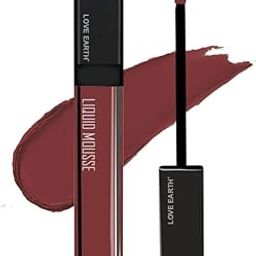 Love Earth Liquid Mousse Lipstick - Irish Coffee Matte Finish | Lightweight, Non-Sticky, Non-Drying,Transferproof, Waterproof | Lasts Up To 12 Hours With Vitamin E And Jojoba Oil - 6Ml-55