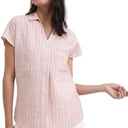 Women's Cotton Checked Collared Top - Pink-9
