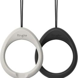 Ringke Finger Ring Strap Silicone Smartphone Grip Lanyard Holder [2 Pack] with Anti-Slip Mount Function Compatible with Phone Cases, Keys, Cameras, and More - Black & Light Gray-image-22