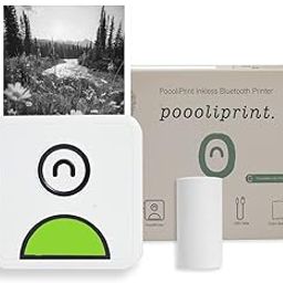 Poooliprint L2 Inkless Pocket Printer - Mini Phone Bluetooth Portable Poooli Thermal Printer for iOS + Android Print Sticky Photos, Labels, Notes, Lists for Journal, Green-25