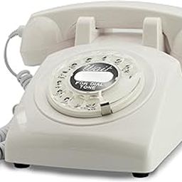 Opis Technology 60s Cable Classic US Rotary Dial Inlay Designer Retro Phone/Vintage Telephone/Classic Desk Phone with Rotary Dialler (White)-image-38