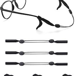 3 Pcs Black Specs Holder Strap and 3 Pairs Silicone Ear Hooks, Adjustable Sports Band with Silicone Ear Grip, Anti-Slip Eyewear Retainer for Glasses, 35CM Extended Length-7