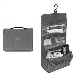 Polyester Travel Toiletry Bags Hanging Multi-Function Cosmetic Bag Makeup Bag For Women (Plain Grey), 10 CM, Medium-51