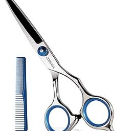 Stainless Steel Hair Cutting Scissors 6.5 Inch Hairdressing Razor Shears Professional Salon Barber Haircut Scissors, One Comb Included, Home Use for Man Woman Adults Kids Babies-image-43