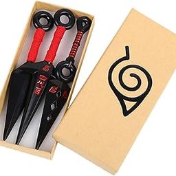 TecoKart 3 Pcs Naruto Kunai Anime Cosplay Props, Red Shurike Naruto Accessories for Anime Cosplay, Space Ninjutsu Kunai Naruto Cosplay Equipment, Japanese Anime ABS Cosplay Prop(13cm/5.12in)-15