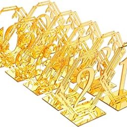 LABRIMP 10pcs Table Number Signs for Weddings Banquets and Events Double-sided Reserved Seating Display Hexagonal Design Numbers Elegant and Reusable Decor-image-29