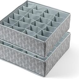 HomeStrap Non-Woven 24 Compartment Socks Organizer | Foldable Drawer Divider for Cupboard | Spacious & Multipurpose Storage for Socks, Ties & Innerwear | Space-Saving Storage Organizer| Set of 2-Grey-15