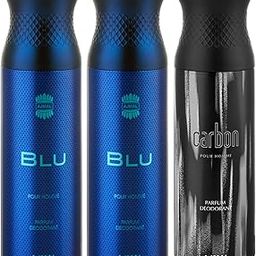 Ajmal Blu & Blu & Carbon Deodorant Spray - For Men (200 ml, Pack of 3)-22
