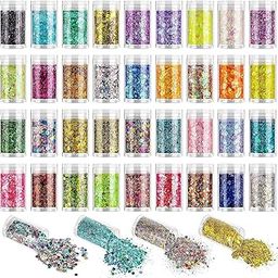 NAILWIND 24 Colors Nail Art Pigment Glitter for Nails, Sequins & Fine Glitter Powder Mix, Holographic Flakes, Cosmetic for Eyeshadow Makeup Rave Festival Parties Face Painting Nail Art-23