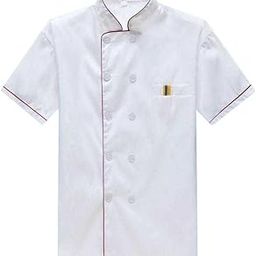 LOOM TREE® Unisex Chef's Uniform Short Sleeve Men's Chef Coat M Red Stitching | 1 Piece Chef Coat-image-38