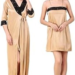 Satin Full Nighty with Robe - Pack of 2-image-58