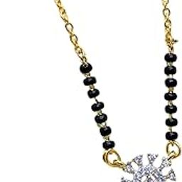 Black Beaded American Diamond Short Mangalsutra | 18 Inch Chain | Party, Wedding & All Occasion Jewelry-image-82