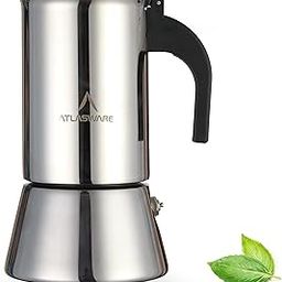 Atlasware Stainless Steel Mocha Design Coffee Maker | Induction, Gas, Hot Plate Compatible | Compact BPA Free Espresso Filter Coffee Black Tea Pot Percolator for Home, Kitchen, Travel (Silver, 6 Cup)-image-7