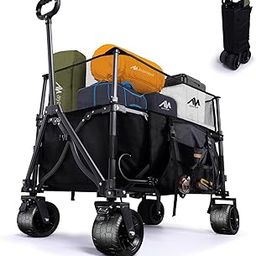 AYAMAYA Extra Large Collapsible Wagon with 225L Capacity up to 430LBS, Heavy Duty Big All-Terrain Wheels Utility Beach Wagon Cart with Side Pockets & Bottle Holders for Camping Garden Sport Festival-image-58