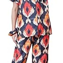 Women's Rayon Printed Night Suit Set |Stylish Co-Ord Set | Short Sleeve Pajama Set |Sleepwear Set| Summer Nightwear|Printed Shirt & Payjama Set-image-61