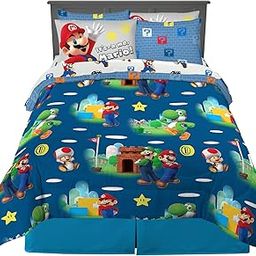 Franco Super Mario Bros. Kids Bedding Super Soft Comforter and Sheet Set with Sham, 7 Piece Queen Size, (Official Licensed Product)-image-61