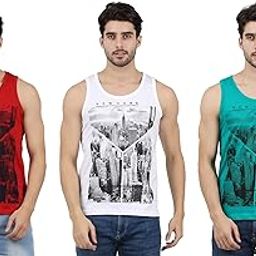 Men's Cotton Printed Regular Fit Vest -(Pack Of 3)-18