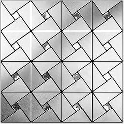 Peel and Stick Metal Mosaic Tiles for Kitchen and Bathroom Backsplash Premium Alum Laminate & Copper Windmill Glass Design,Easy Installation,Scratch and Heat Resistant,Decorative Wall Panels 12 Set-3