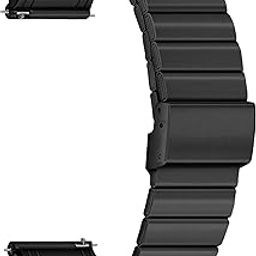 ACM Watch Strap Stainless Steel Metal compatible with Universal 22mm Size Replacement Strap Smartwatch Adjustable Belt Band Black-11
