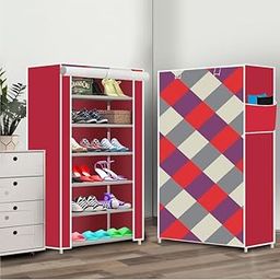 Gadzooks 6 Shelf Designer Foldable Collapsible Portable Wardrobe/Shoe Rack Storage Organizer Closet Almirah for Clothes, Kids Toys, Cupboard & Cloth Rack (Fabric, Metal)-image-91