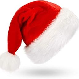 Santa Cap Plush Fur Christmas Cap Unisex Santa Hat for Adult & Kids Comfortable Soft Free Size Santa Clause Hat Cap Christmas Decorations Items Christmas Decor Santa Caps Set of 1 Red-picture-28