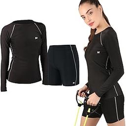 Unisex Sports Breathable Skinny Fit Polyester Men's 2 Piece Full Sleeve T-Shirt -Compression Half Tight Base Layer for Gym, Swimming, Cycling, Running T-Shirt & Short COMBO-image-41