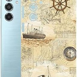 AtOdds Mobile Skin Sticker Wrap | Compatible for Samsung M35 (5G)| Scratchproof Matte Finish | Full Coverage for All Sides & Camera Protection (Pirate Map)-picture-10