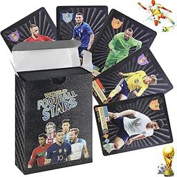 Bestie toys World Cup Soccer Star Card 55Pcs Soccer Trading Cards Gold Foil Cards Black Sports Souvenirs No Repetition Birthday Kids Men-image-18