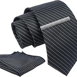 Tie for Men – Paisley Silk Neck Ties Set with Cufflinks Flower Pin, Pocket Square & Black Gift Box, Combo Necktie Sets for Office Wear, Formal Suits & Weddings (Classic Black, NXSMX_219)-image-96