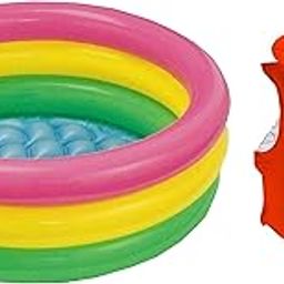 Enorme 2 FT Inflatable Swimming Water Pool Bath Tub with Swim Vest Life Jacket for Kids-image-6