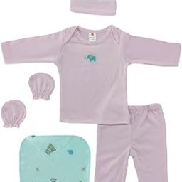 My Tiny Wear Full Sleeves New Born Baby Cotton Clothing Gift Set, Baby Shower Gift Set for Boys and Girls,Full T-Shirt,Pants,Cap,Napkin,Mitten,5 Pieces(0-3 Months,Pink)-image-13