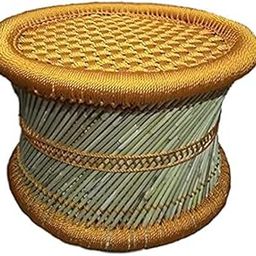 Priyansh Mudda House Handmade Sarkanda Wooden Small Muddi/Stool (Wood, Yellow)-image-89