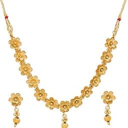 Flower Jewellery set for women Gold Plated Necklace set with Earrings for Girls and Women-image-47