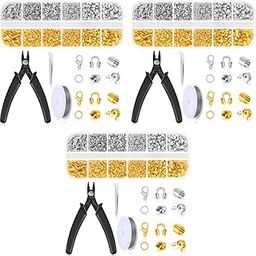 SANNIDHI® 1200PCS Crimp Beads for Jewellery Making Kit Includes Gold Silver Bracelet Clasps Closures Covers Tubes Ends Jump Rings Pliers Tweezer Beading Wires DIY Necklace Jewelry-image-30