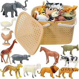 BABRO - Bucket with 12 Pcs Animal Figure Toy Set for Kids, Farm and Wild Animal Playsets, Educational Toy Set for Kids-22