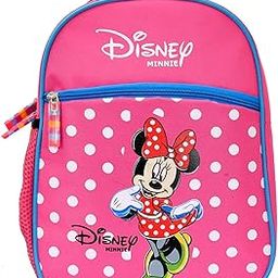 Kuber Industries Polyester Waterproof Disney Minnie Mouse Dot Print Backpack|Sturdy School Bag For Kids,14 Inch (Pink)-47