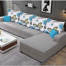 Casario Selena 6 Seater Fabric RHS L Shape Sofa Set (Grey)-picture-10
