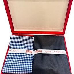 Trouser Shirt Fabric VELVET Combo Box (Unstitched, All Weather Fabric) (BLUE THREE CHECK SHIRT +BLACK PANT)-image-30