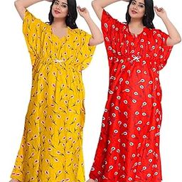 Cotton Jaipuri Print Nighty Gown for Womens Long Length Printed Nighty/Kaftan/Maxi/Night Dress/Nightwear & Sleepwear-image-4