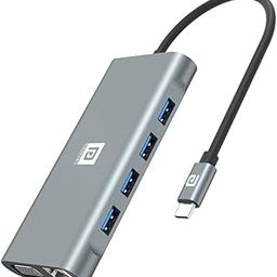 Portronics Mport 11C USB C Hub (11-in-1), Multiport Adapter with 4K HDMI, Ethernet, 100 W PD Charging, VGA, 4 x USB 3.0, SD/microSD Card Reader for PC, Laptops, MacBook (Grey)-3