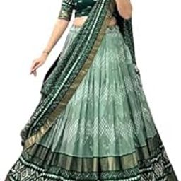 Women,s Tussar Silk With Leheriya And Foil Print Lehenga choli Set-picture-19