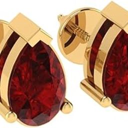 Gold Plated Pure 925 Sterling Silver Earrings | 7mm X 5mm Pear Shaped Gemstone Solitaire Screwback Earrings | Birthstone Stud Earrings | Multiple Gemstone Options-image-15